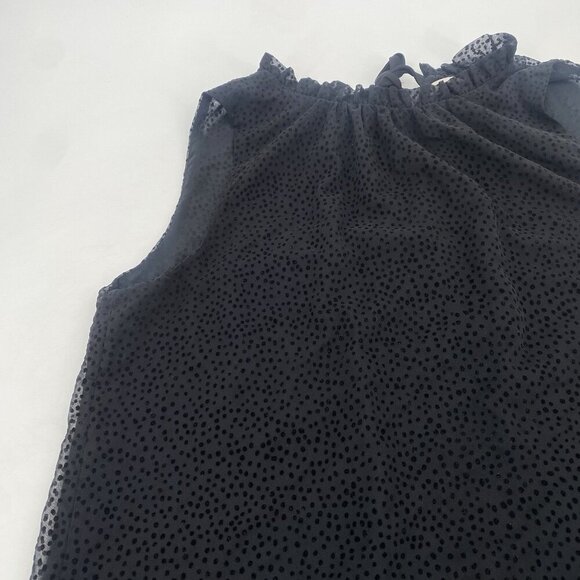 LOFT Black Chiffon Textured Polka Dot Blouse bow Tie Closure , Size M - Picture 8 of 11